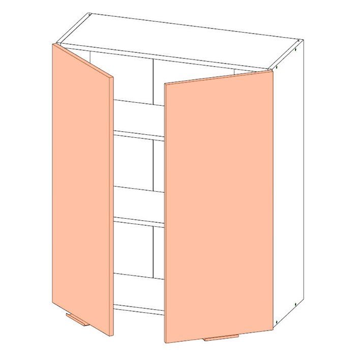 Корпус навесного шкафа ЛАЙТ под две двери ЛДСП белый 96х80х32 см