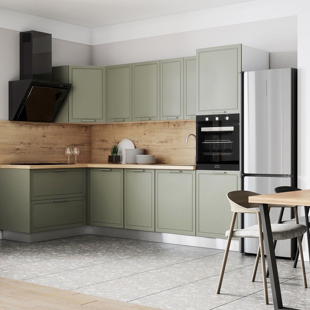 Кухонный гарнитур ЛАЙТ 214x141,6x270x60 см МДФ цвет Олива 9 секций ...