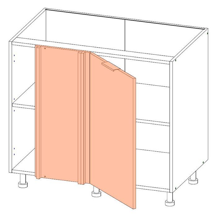 Корпус напольного углового шкафа ЛАЙТ под одну дверь ЛДСП белый 72х90х53,5 см