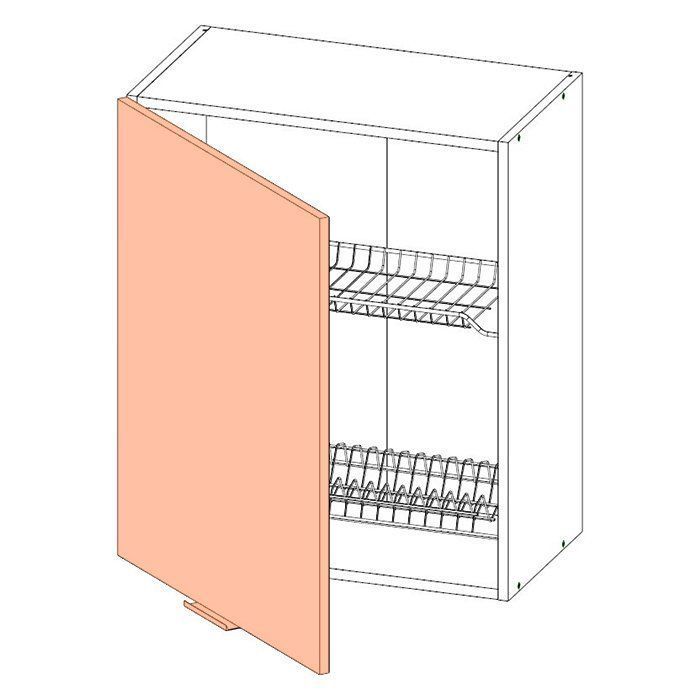 Корпус навесного шкафа ЛАЙТ c двухуровневой сушилкой для посуды под одну дверь ЛДСП белый 72х60х32 см