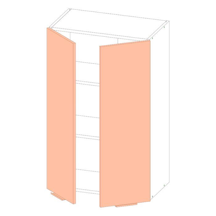 Корпус навесного шкафа ЛАЙТ под две двери ЛДСП белый 96х60х32 см