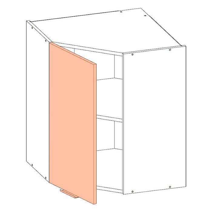 Корпус навесного углового шкафа ЛАЙТ под одну  дверь ЛДСП белый 72х60х60 см
