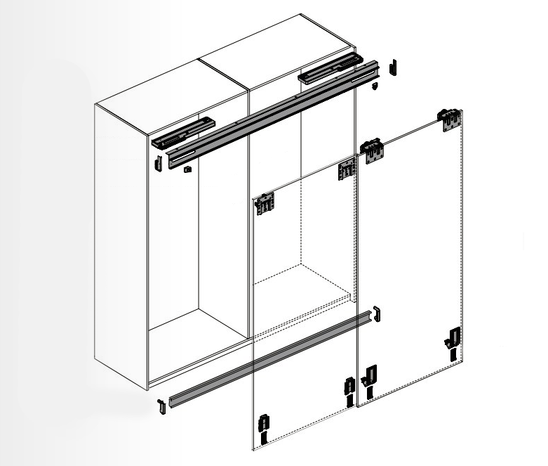 Комплект раздвижной системы для шкафа-купе с двумя дверями шириной 160 см