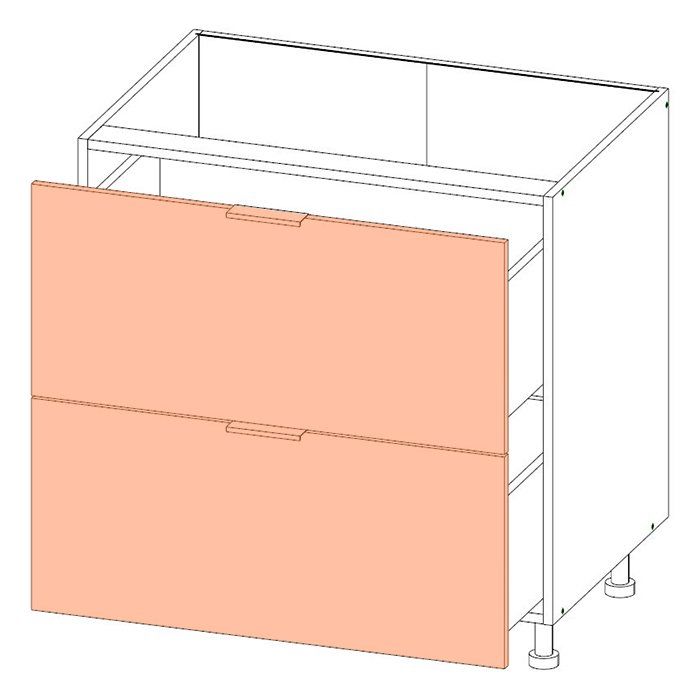 Корпус напольного шкафа ЛАЙТ для двух ящиков ЛДСП белый 72х80х53,5 см