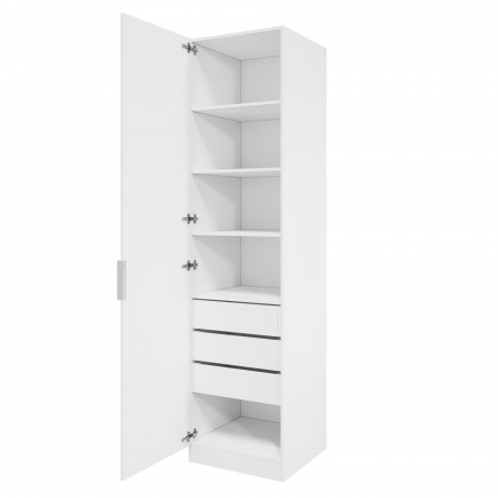 Шкаф 1-дверный ЛАЙТ К1, 240х60х60, ЛДСП, Белый перламутр, с ящиками и полками