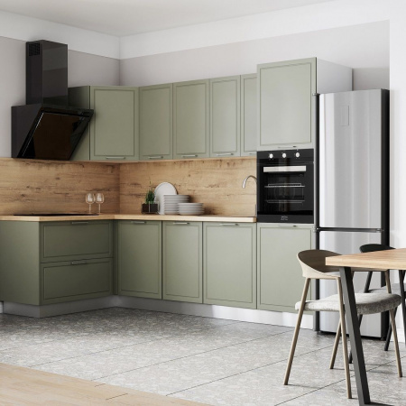 Кухонный гарнитур ЛАЙТ 214x141,6x270x60 см МДФ цвет Олива 9 секций