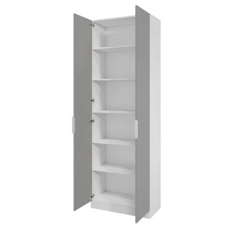 Шкаф 2-дверный распашной ЛАЙТ К3, 240х80х42, ЛДСП, Шиншилла серая, с полками