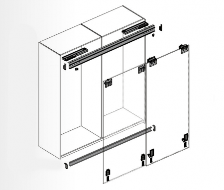 Комплект раздвижной системы для шкафа-купе с двумя дверями шириной 140 см