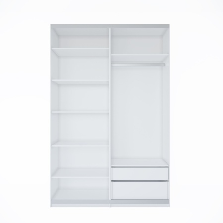 Шкаф-купе ЛАЙТ Е3, 240х160х58, ЛДСП, Шиншилла, с ящиками, полками и штангой