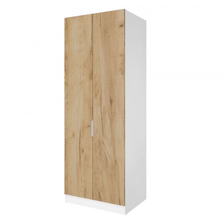 Шкаф 2-дверный распашной ЛАЙТ К1, 240х80х60, ЛДСП, Дуб золотой, с ящиками и полками