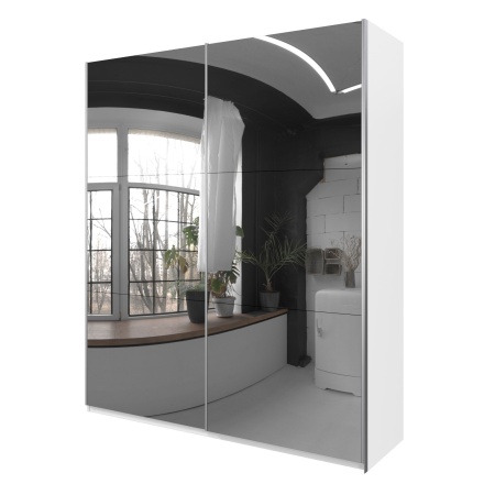 Шкаф-купе с зеркалом ЛАЙТ Е3, 240х160х58, ЛДСП, с ящиками, полками и штангой