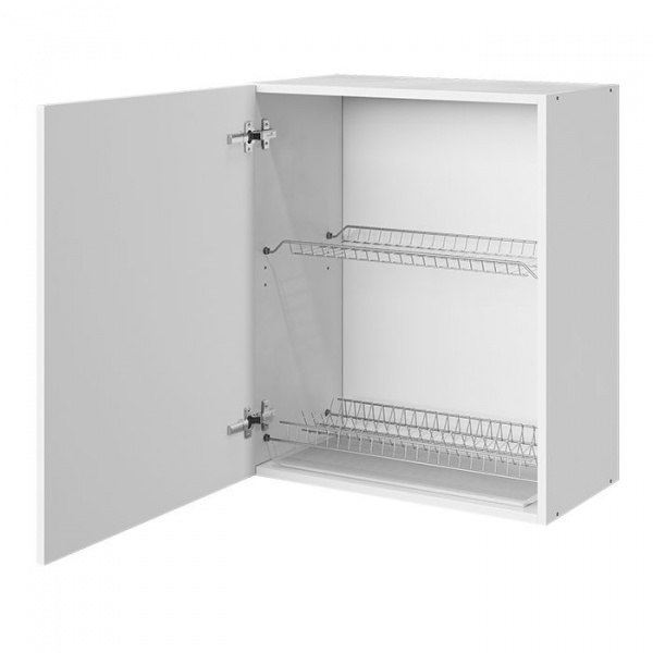 Модуль навесной 72х60х32 см ЛАЙТ Белый перламутр c двухуровневой сушилкой с одной дверью для кухни