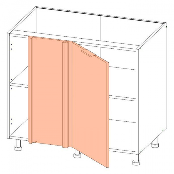 Корпус напольного углового шкафа ЛАЙТ под мойку под одну дверь с угловой планкой ЛДСП белый 72х90х53,5 см