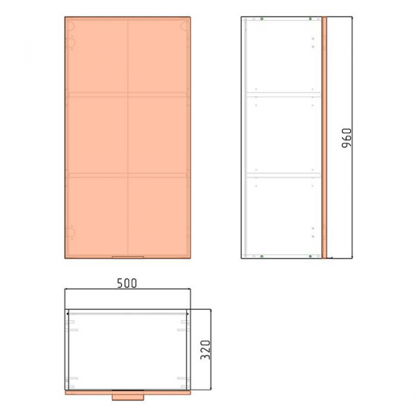 Модуль навесной 96х50х32 см ЛАЙТ Белый перламутр с одной дверью для кухни
