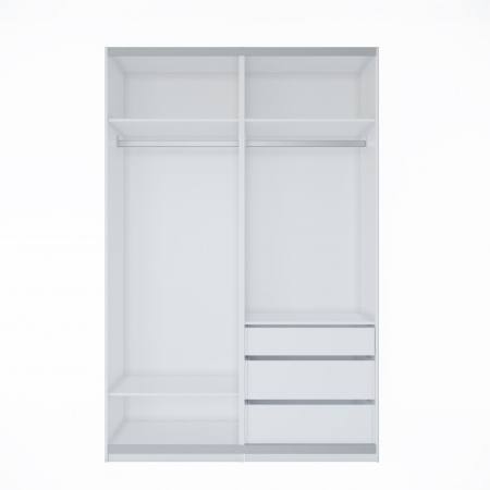 Шкаф-купе ЛАЙТ Е1, 220х200х58, ЛДСП, Белый перламутр/Дуб золотой, с ящиками, полками и штангами