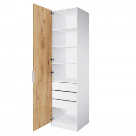 Шкаф 1-дверный ЛАЙТ К1, 240х60х60, ЛДСП, Дуб золотой, с ящиками и полками