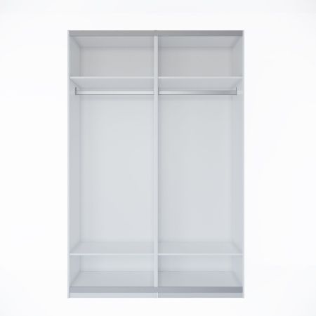 Шкаф-купе ЛАЙТ Е2, 220х200х58, ЛДСП, Белый перламутр, с полками и штангами