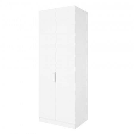 Шкаф 2-дверный распашной ЛАЙТ К1, 240х80х60, ЛДСП, Белый перламутр, с ящиками и полками
