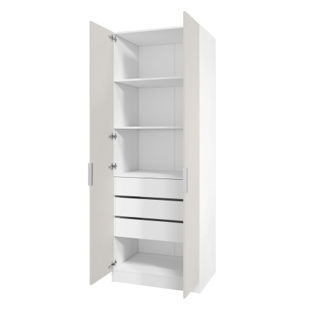 Шкаф 2-дверный распашной ЛАЙТ К1, 220х80х60, ЛДСП, Кашемир, с ящиками и полками