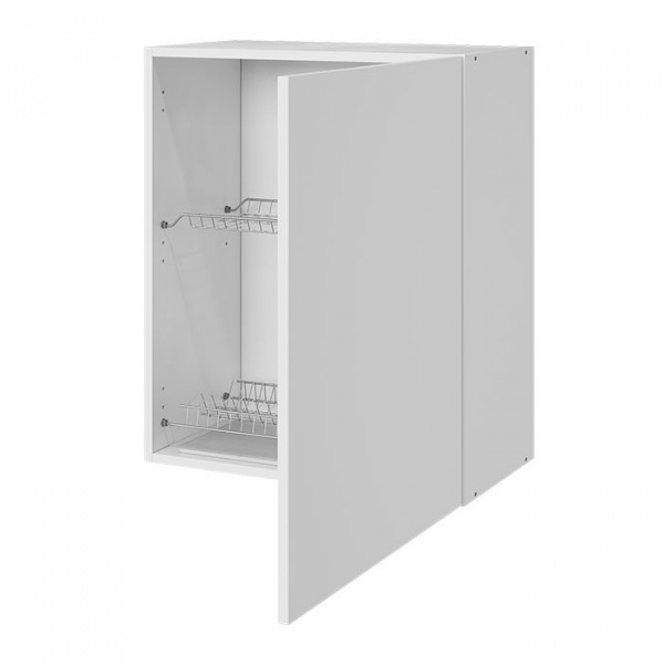 Модуль навесной 72х60х32 см ЛАЙТ Белый перламутр c двухуровневой сушилкой с одной дверью для кухни