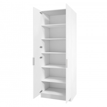 Шкаф 2-дверный распашной ЛАЙТ К3, 220х80х60, ЛДСП, Белый перламутр, с полками