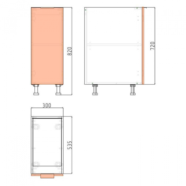 Модуль напольный 72х30х53,5 см ЛАЙТ Белый перламутр с одной дверью для кухни
