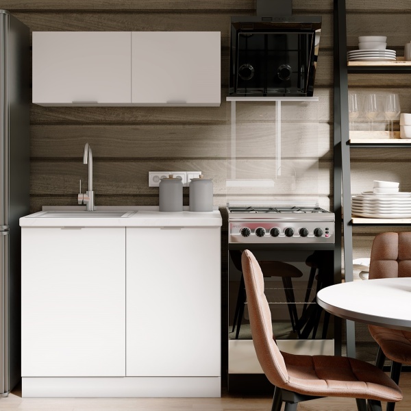 Кухонный гарнитур ЛАЙТ для дачи 182x95x60 см, ЛДСП, цвет Белый перламутр, 4 секции