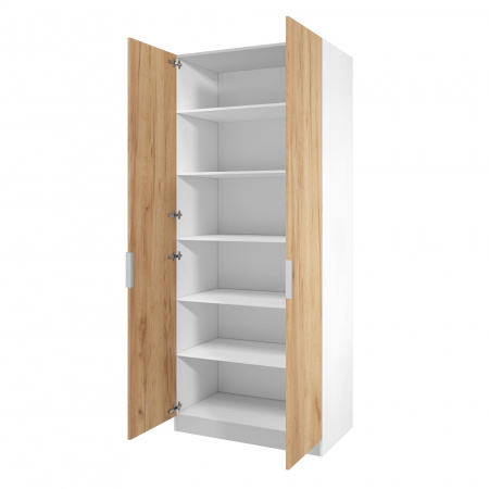 Шкаф 2-дверный распашной ЛАЙТ К3, 220х100х60, ЛДСП, Дуб золотой, с полками