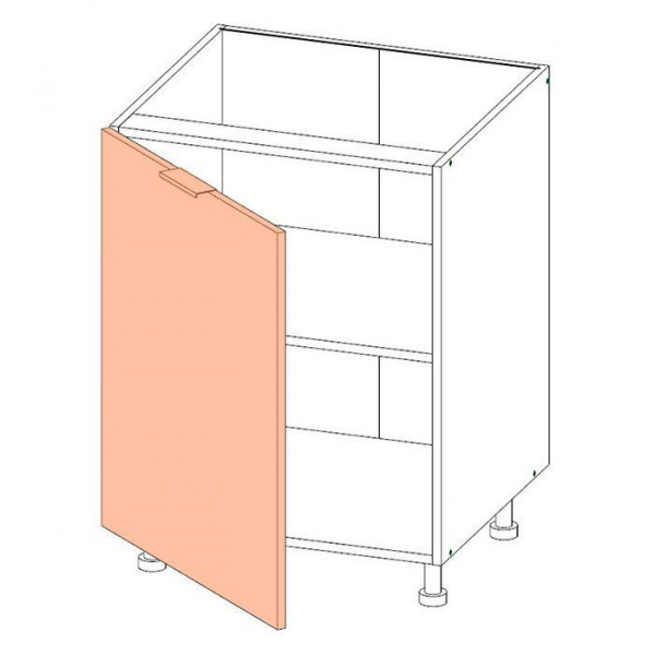 Корпус напольного шкафа ЛАЙТ под одну дверь ЛДСП белый 72х60х53,5 см