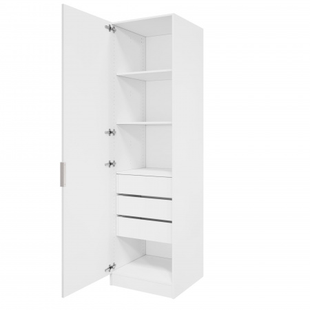 Шкаф 1-дверный ЛАЙТ К1, 220х60х60, ЛДСП, Белый перламутр, с ящиками и полками