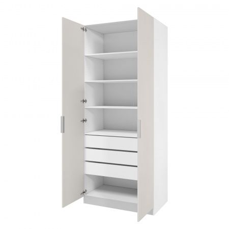 Шкаф 2-дверный распашной ЛАЙТ К1, 240х100х42, ЛДСП, Кашемир, с ящиками и полками