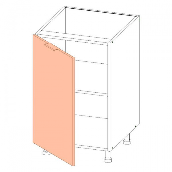 Корпус напольного шкафа ЛАЙТ под одну дверь ЛДСП белый 72х50х53,5 см