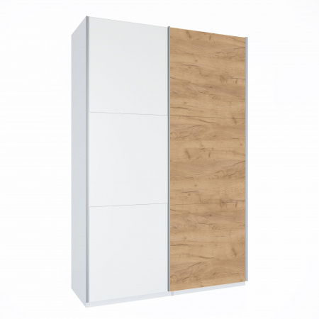 Шкаф-купе ЛАЙТ Е3, 240х120х58, ЛДСП, Белый перламутр/Дуб золотой, с ящиками, полками и штангой