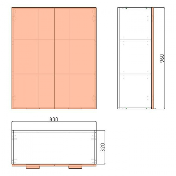 Модуль навесной 96х80х32 см ЛАЙТ Белый перламутр с двумя дверьми для кухни