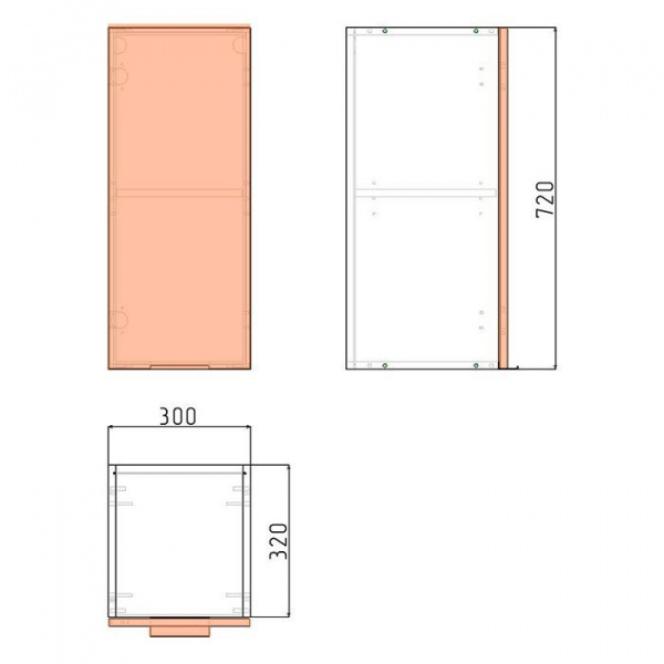 Корпус навесного шкафа ЛАЙТ под одну дверь ЛДСП белый 72х30х32 см