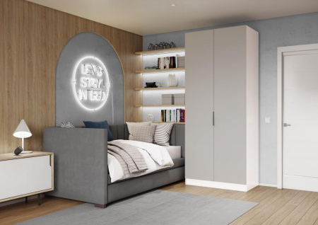 Шкаф 2-дверный распашной ЛАЙТ К3, 220х80х60, ЛДСП, Кашемир, с полками