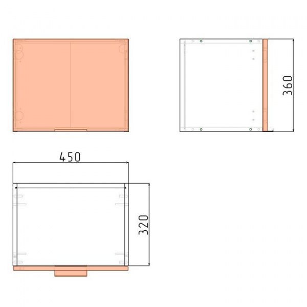 Корпус навесного шкафа ЛАЙТ под одну дверь ЛДСП белый 36х45х32 см