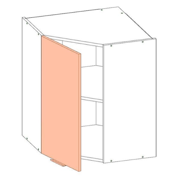 Корпус навесного углового шкафа ЛАЙТ под одну  дверь ЛДСП белый 72х60х60 см