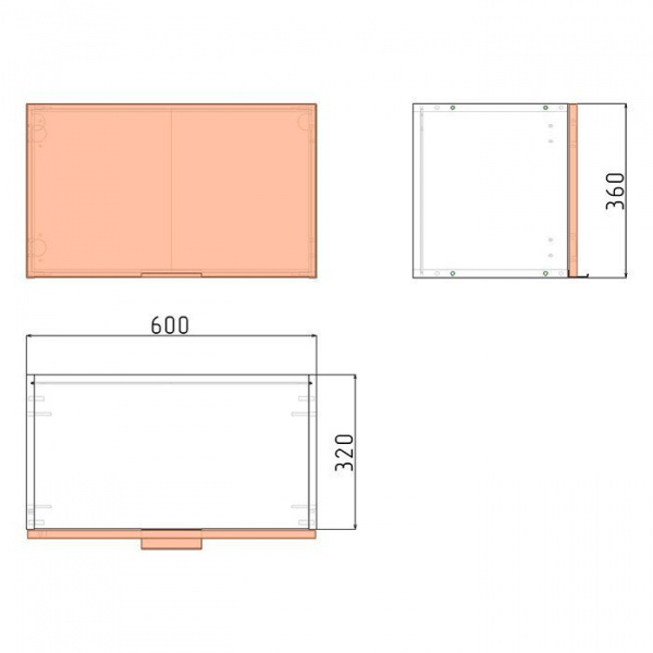 Корпус навесного шкафа ЛАЙТ под одну дверь ЛДСП белый 36х60х32 см