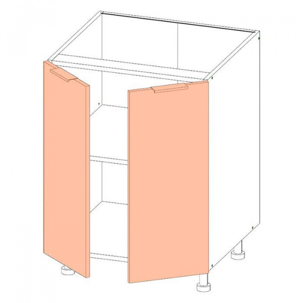 Корпус напольного шкафа ЛАЙТ под две двери ЛДСП белый  72х60х53,5 см