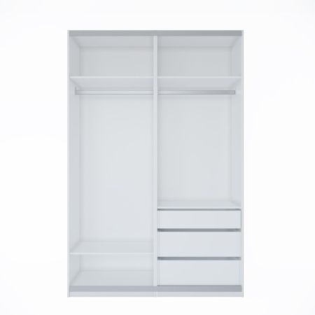 Шкаф-купе ЛАЙТ Е1, 240х120х58, ЛДСП, Шиншилла, с ящиками, полками и штангами