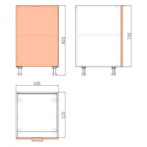 Модуль напольный 72х50х53,5 см ЛАЙТ Белый перламутр с одной дверью для кухни