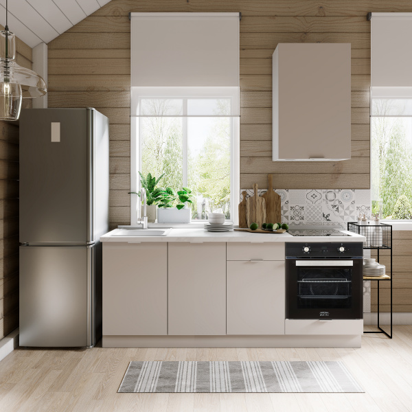 Кухонный гарнитур для дачи 242x200x60 см, ЛДСП, цвет Кашемир, 5 секций