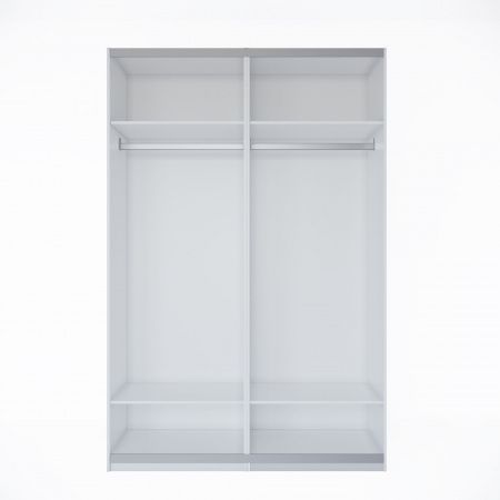 Шкаф-купе ЛАЙТ Е2, 240х160х58, ЛДСП, Белый перламутр, с полками и штангами