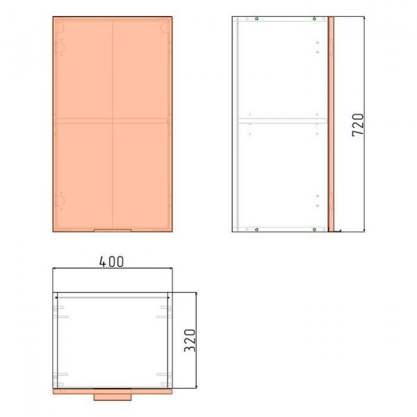 Корпус навесного шкафа ЛАЙТ под одну дверь ЛДСП белый 72х40х32 см