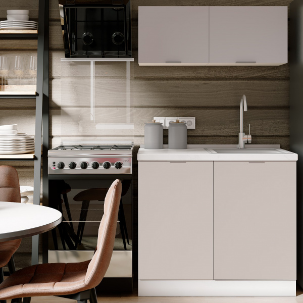 Кухонный гарнитур для дачи 182x95x60 см, ЛДСП, цвет Кашемир, 4 секции