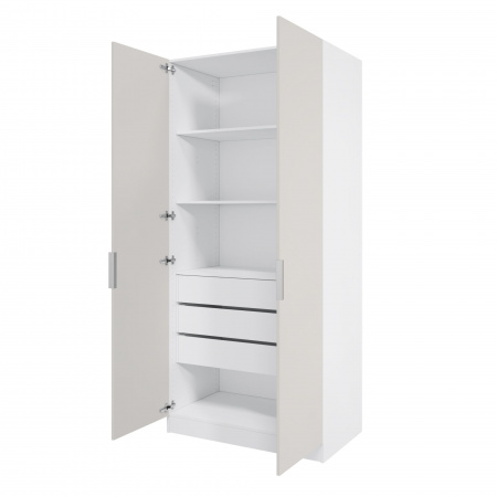 Шкаф 2-дверный распашной ЛАЙТ К1, 220х100х60, ЛДСП, Кашемир, с ящиками и полками