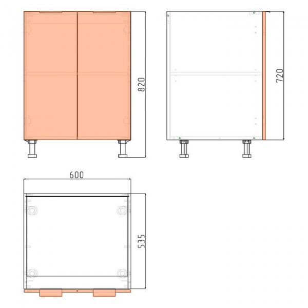 Корпус напольного шкафа ЛАЙТ под две двери ЛДСП белый  72х60х53,5 см