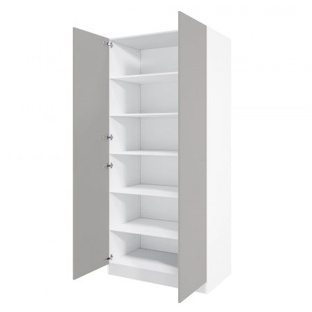 Шкаф 2-дверный распашной ЛАЙТ К3, 220х100х42, ЛДСП, Шиншилла серая, с полками