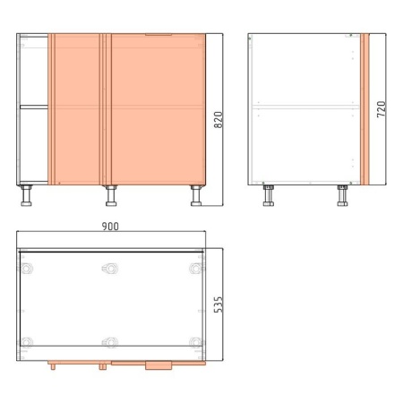 Модуль напольный угловой 72х90х53,5 см ЛАЙТ Дуб золотой под мойку с одной дверью для кухни